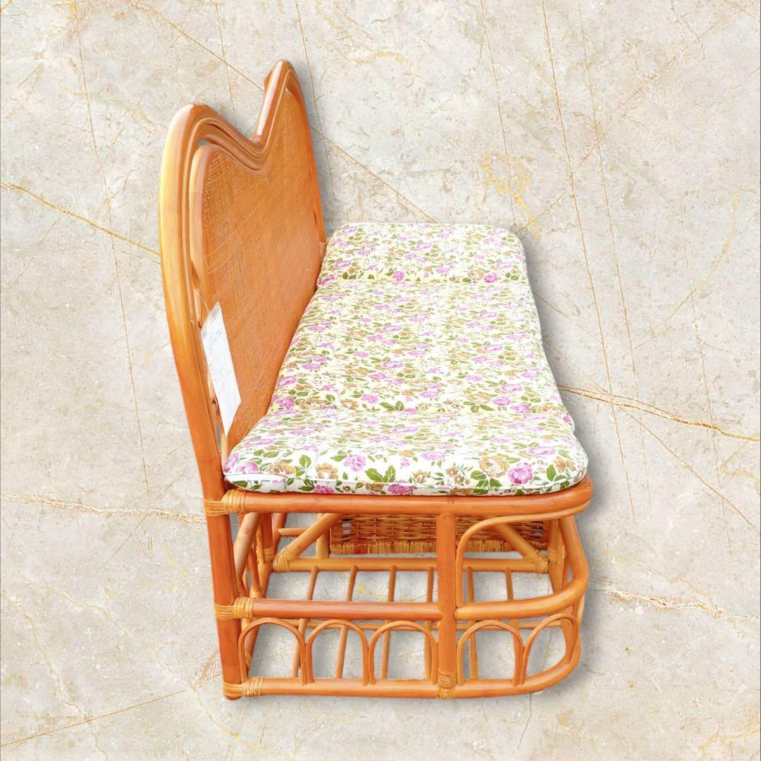 ヴィンテージ ラタン カウチソファ 2人掛け 引き出し収納付き