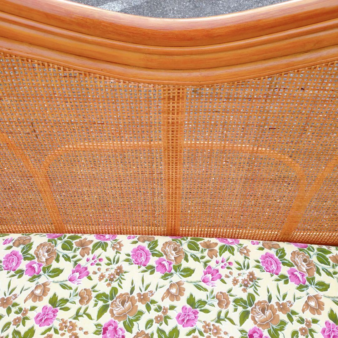 ヴィンテージ ラタン カウチソファ 2人掛け 引き出し収納付き