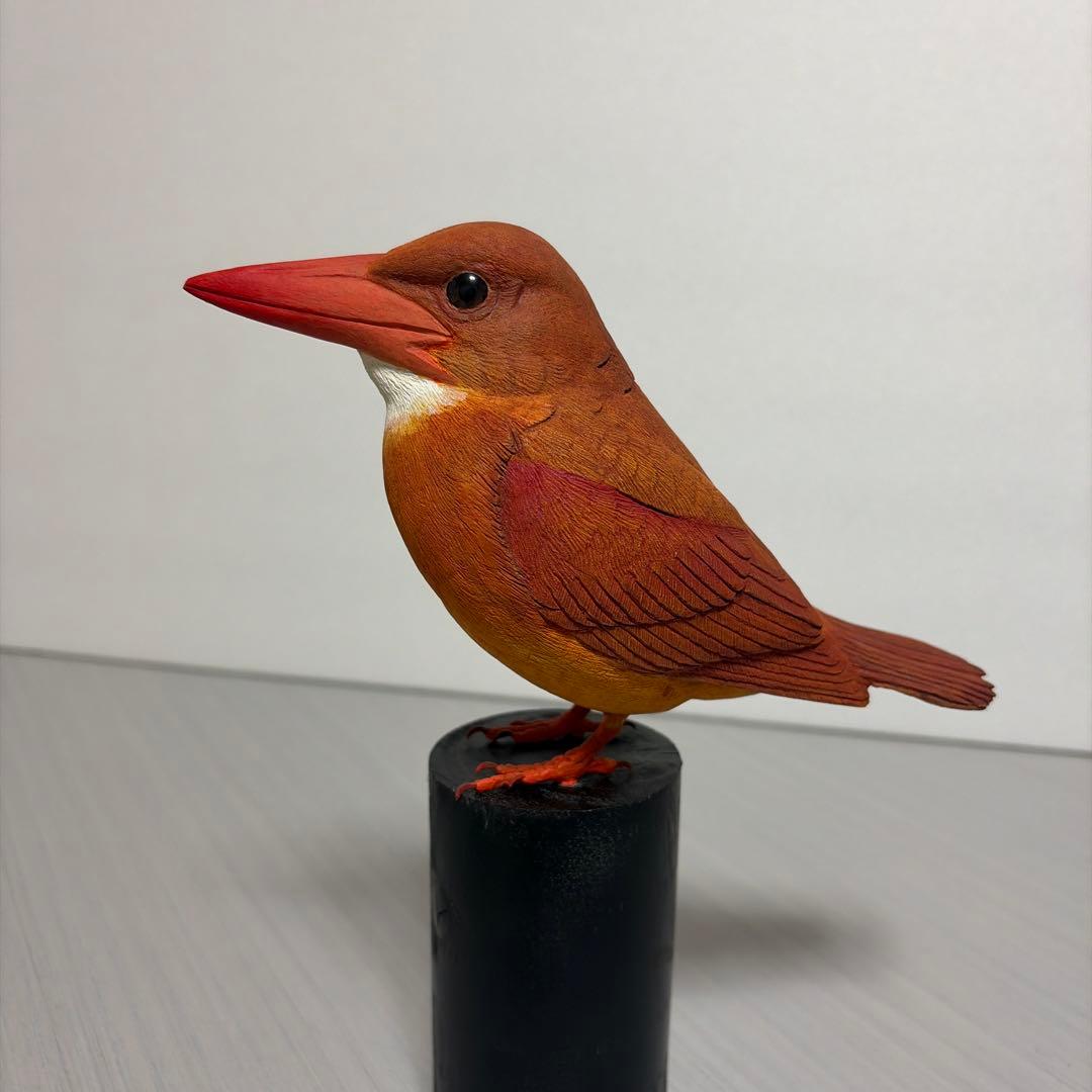 アカショウビン　バードカービング　野鳥彫刻　木彫りの野鳥　リアル野鳥