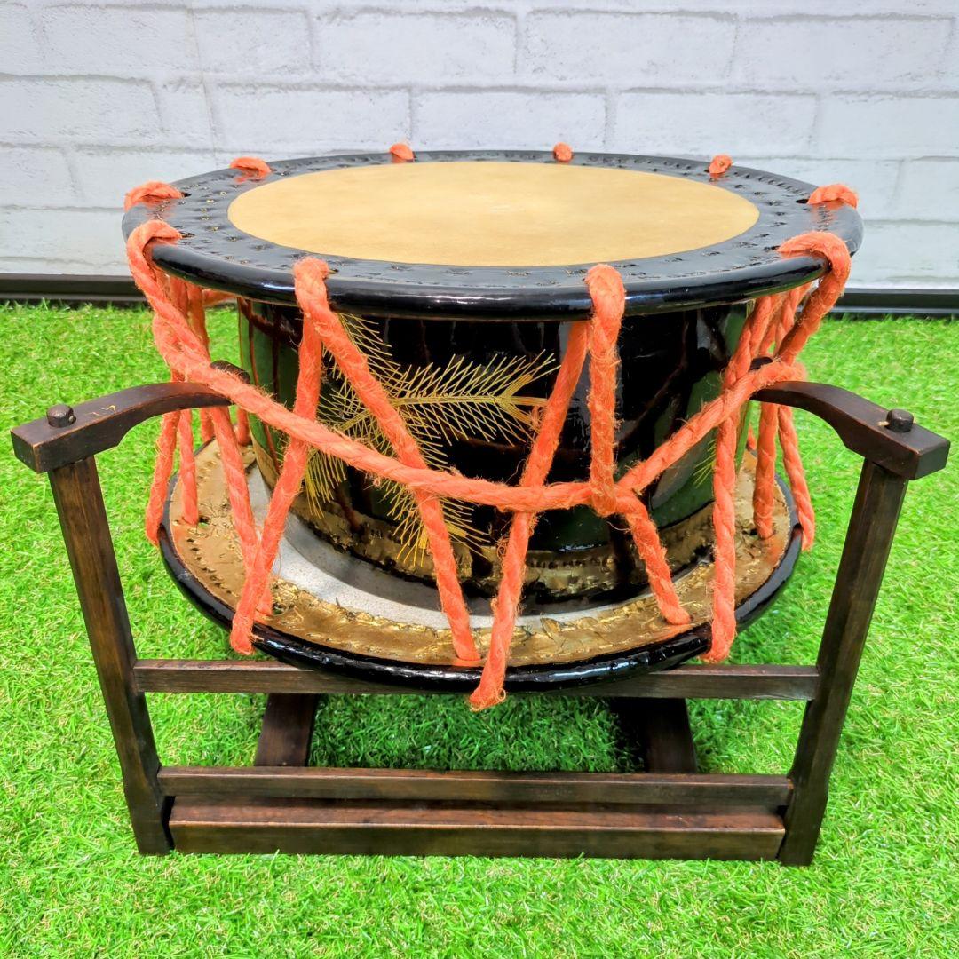 【良品】和太鼓 締太鼓 スタンド　バチ付 和楽器　伝統芸能