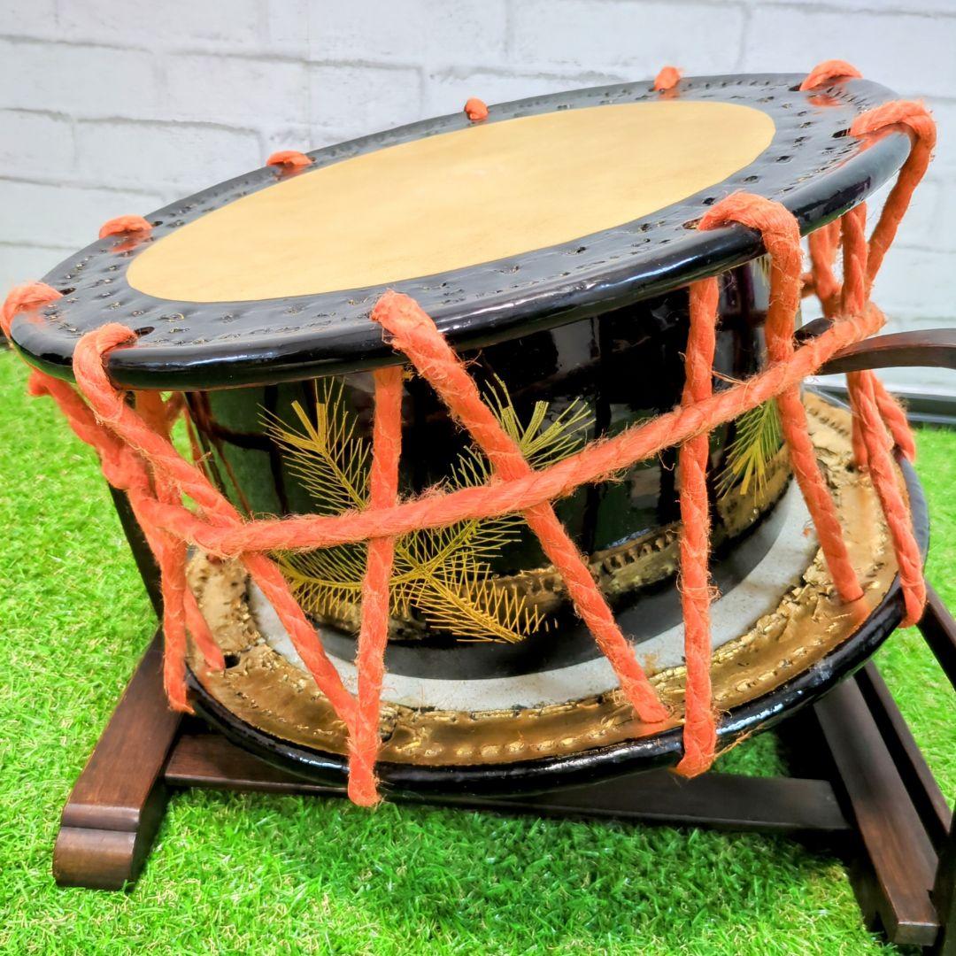 【良品】和太鼓 締太鼓 スタンド　バチ付 和楽器　伝統芸能