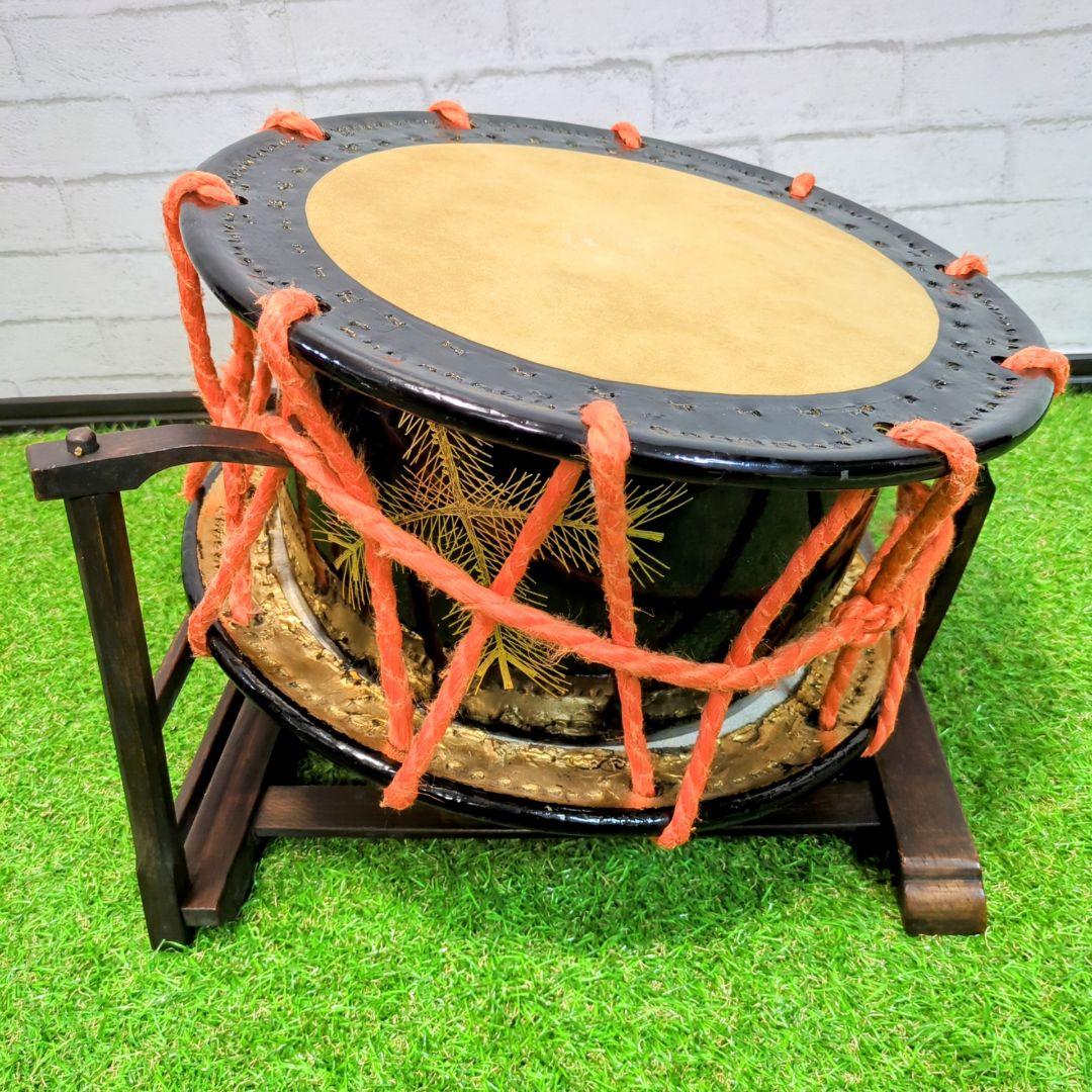 【良品】和太鼓 締太鼓 スタンド　バチ付 和楽器　伝統芸能