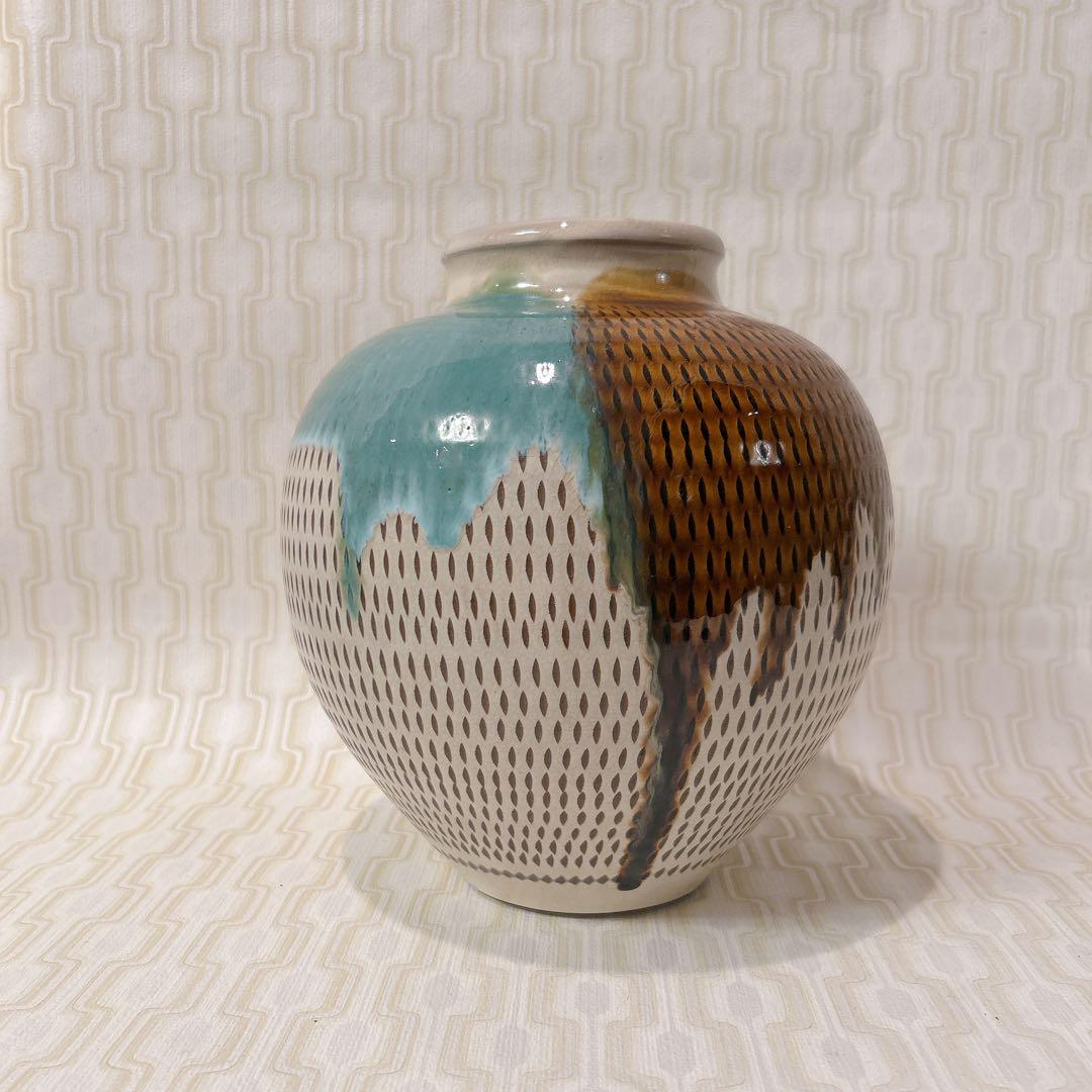 美品 セット 小石原焼き 大皿 美品 飾り台付き 壺 花瓶