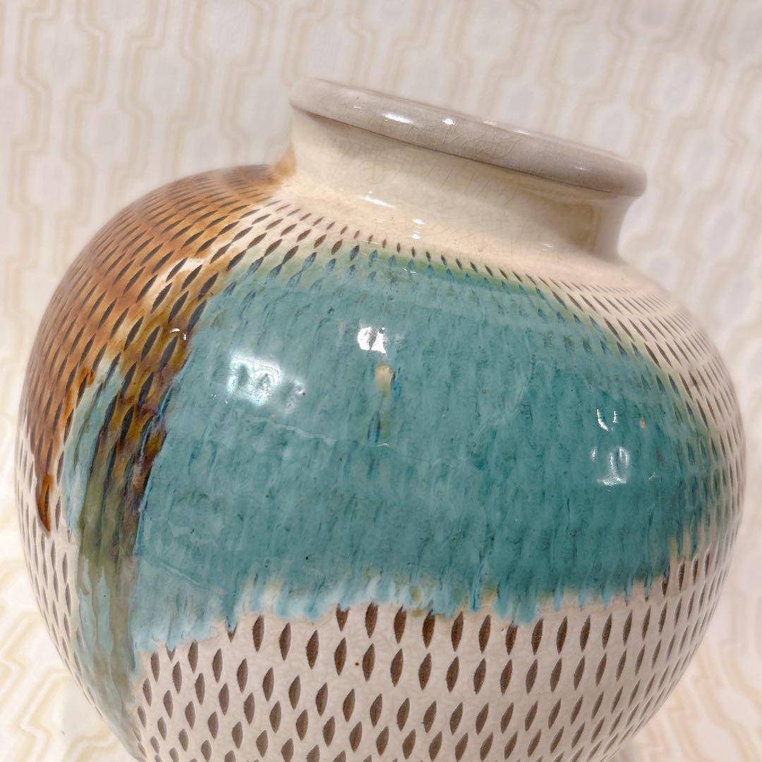 美品 セット 小石原焼き 大皿 美品 飾り台付き 壺 花瓶