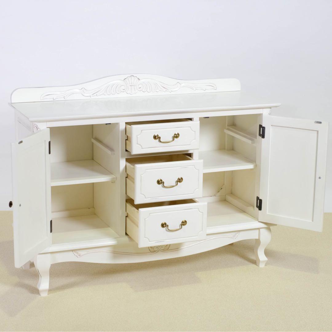 B 新品 キャビネット 110 白 本棚 食器棚 リビング収納 ホワイト ボード