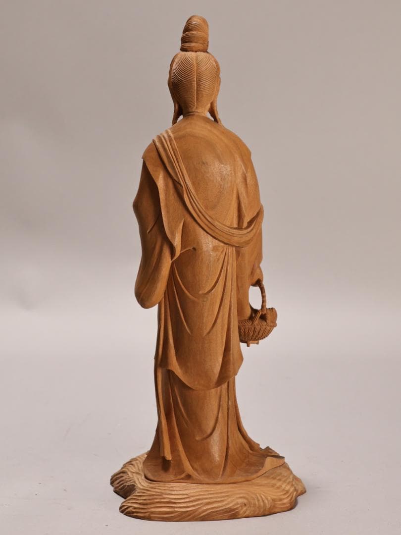 BK438 木彫 黄楊製 魚籃観音 木製 聖観音菩薩 阿弥陀如来 4対 - メルカリ