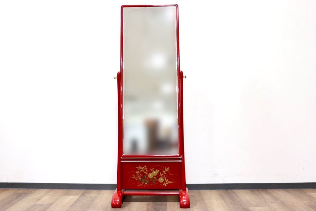 GMGF120○MATSUSO / 松創 秋草に朱 橘型 全身鏡 姿見 スタン