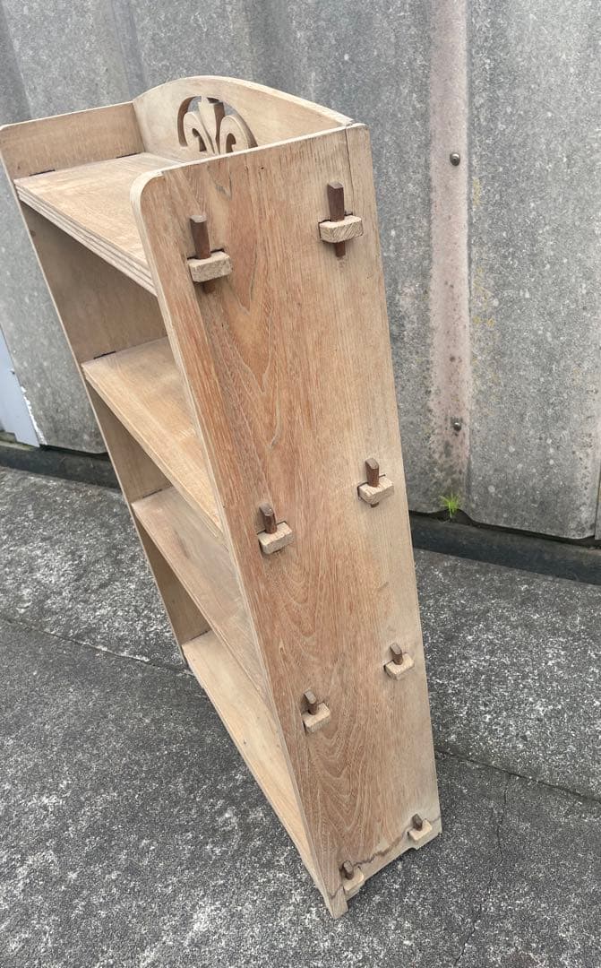 古道具/当時物/木製/無垢材/本棚/透かし彫り/店舗什器/ディスプレイ/③