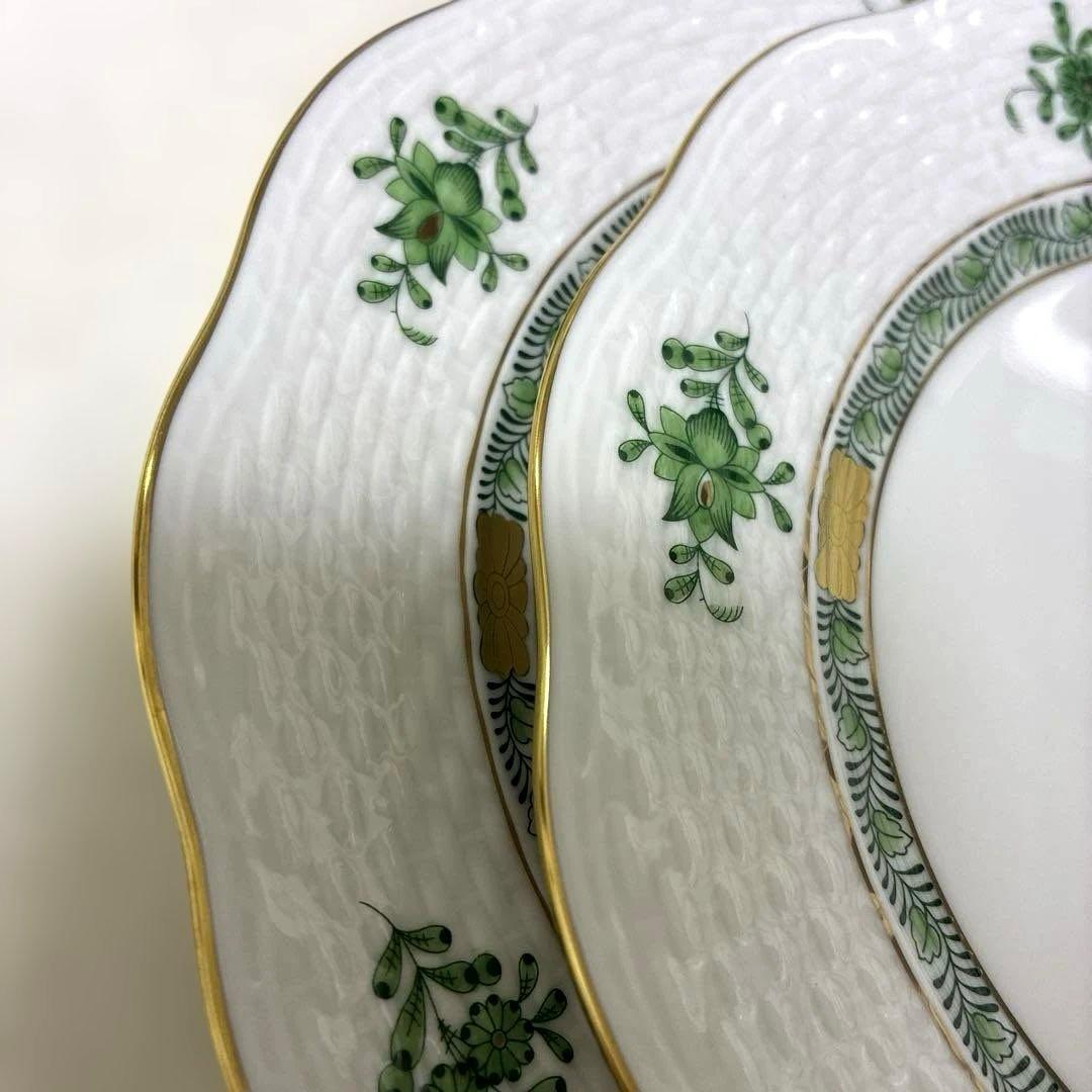 【未使用】ヘレンド　アポニーグリーン　ティーカップ＆ソーサー&デザートプレート