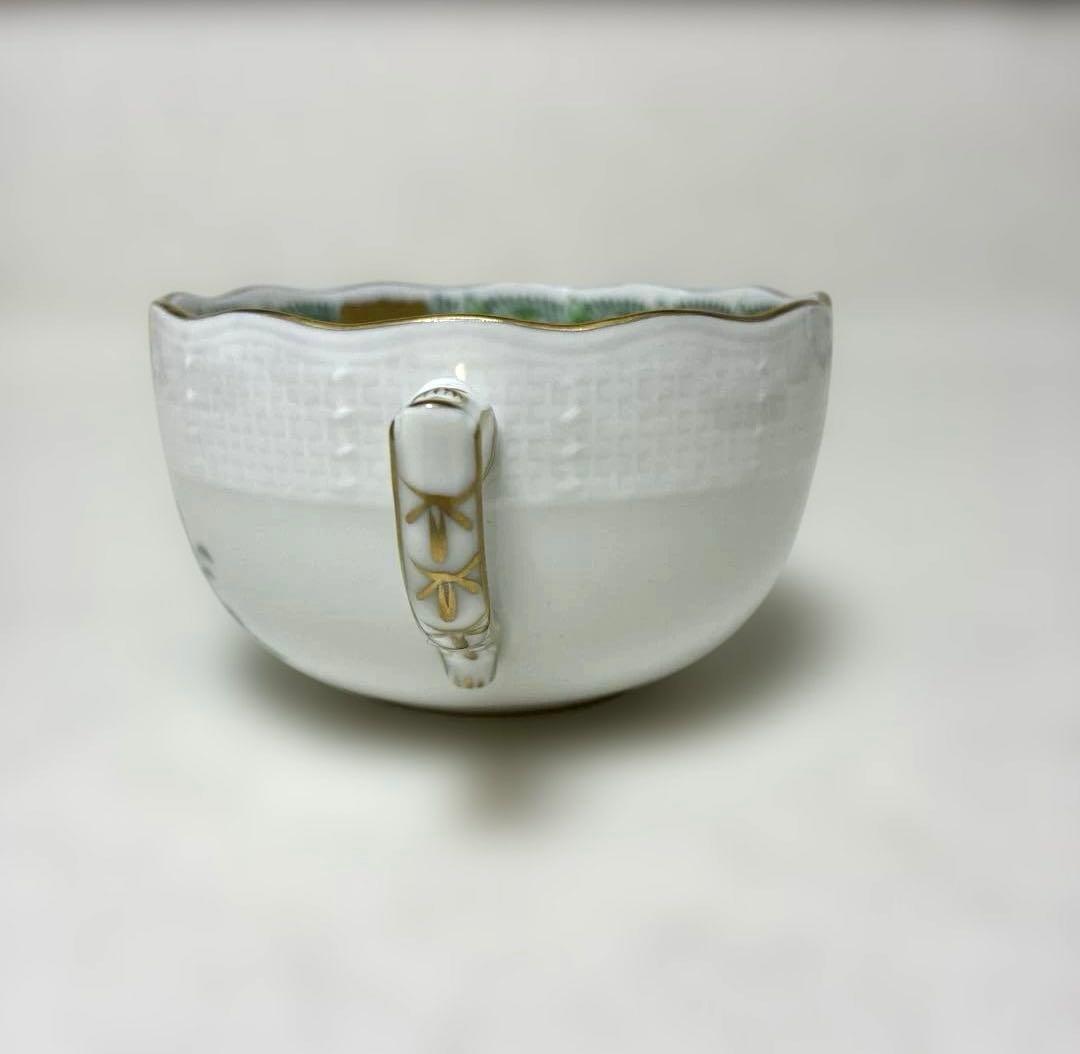 【未使用】ヘレンド　アポニーグリーン　ティーカップ＆ソーサー&デザートプレート