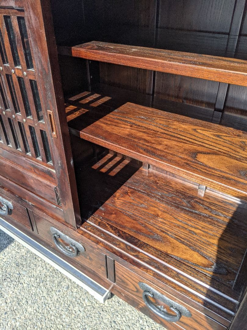 博永家具【松尾 博昭】作 総無垢材 民芸 水屋箪笥 サイドボード