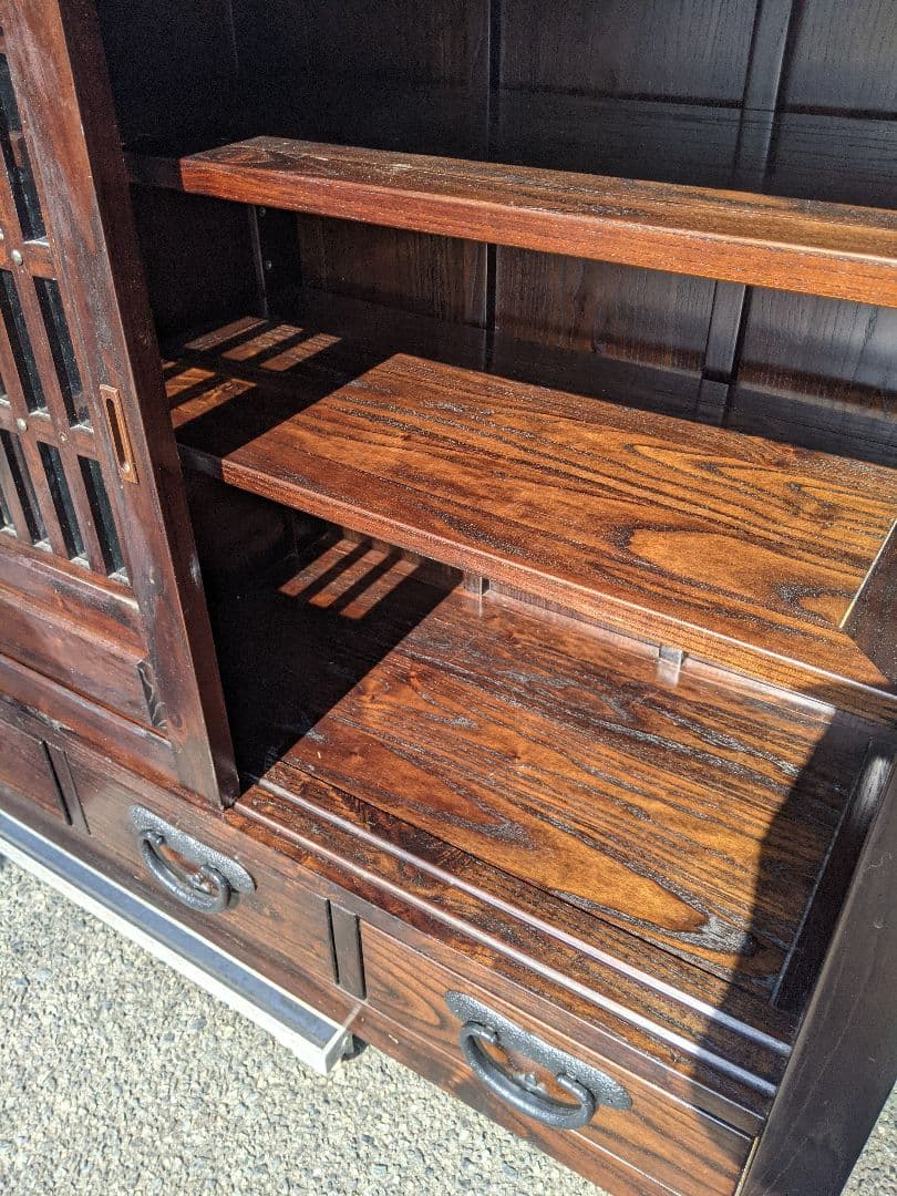 博永家具【松尾 博昭】作 総無垢材 民芸 水屋箪笥 サイドボード