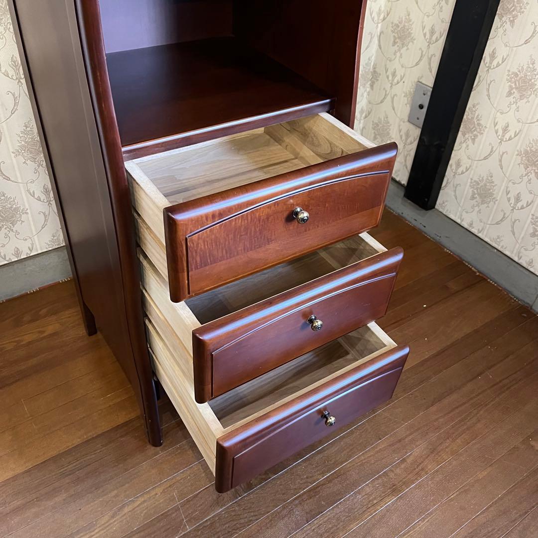 【アンティーク】HIKARI 木製 サイドチェスト 電話台 収納 3段 古民家