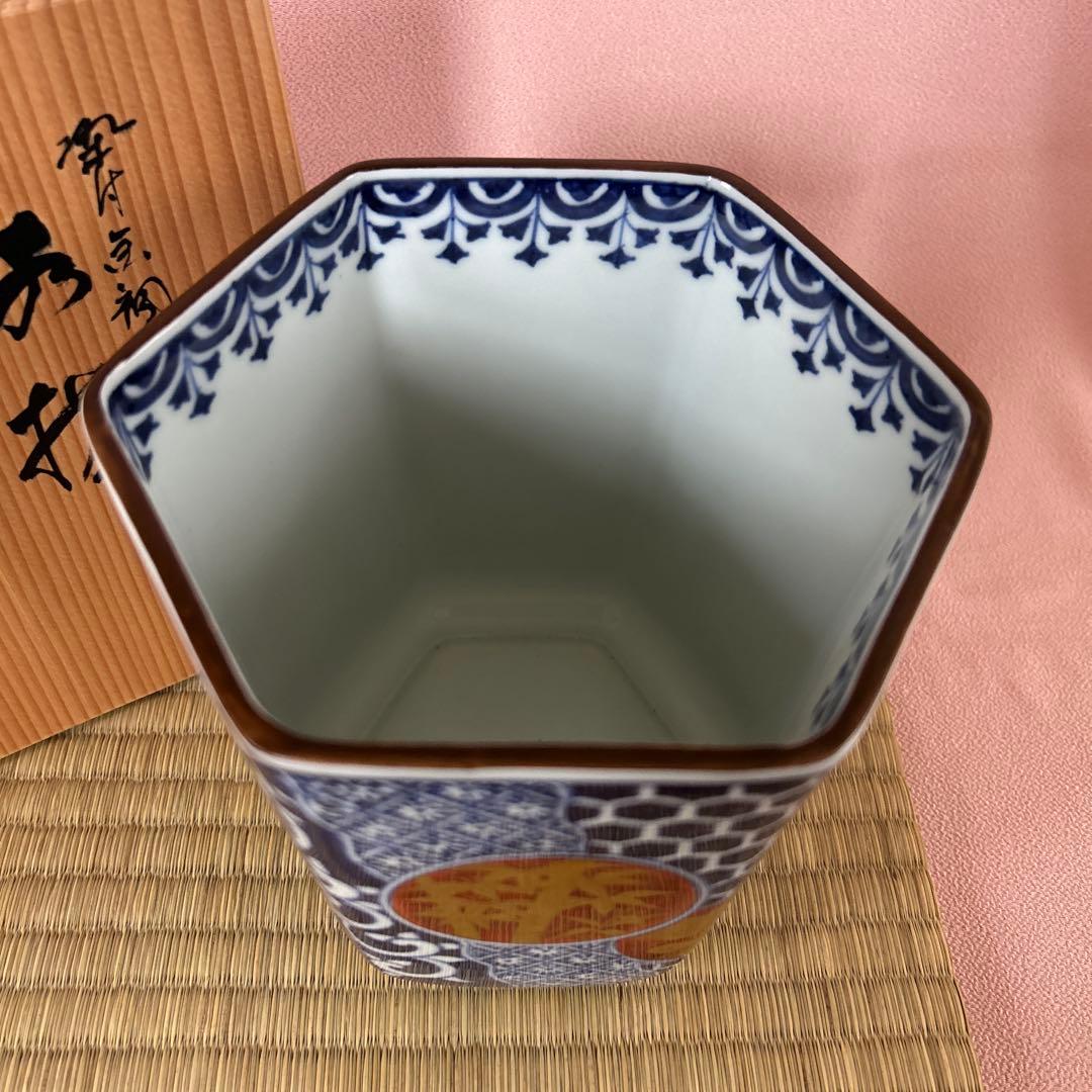 水指 「染付金襴六角水指」手塚景雲 作 - メルカリ