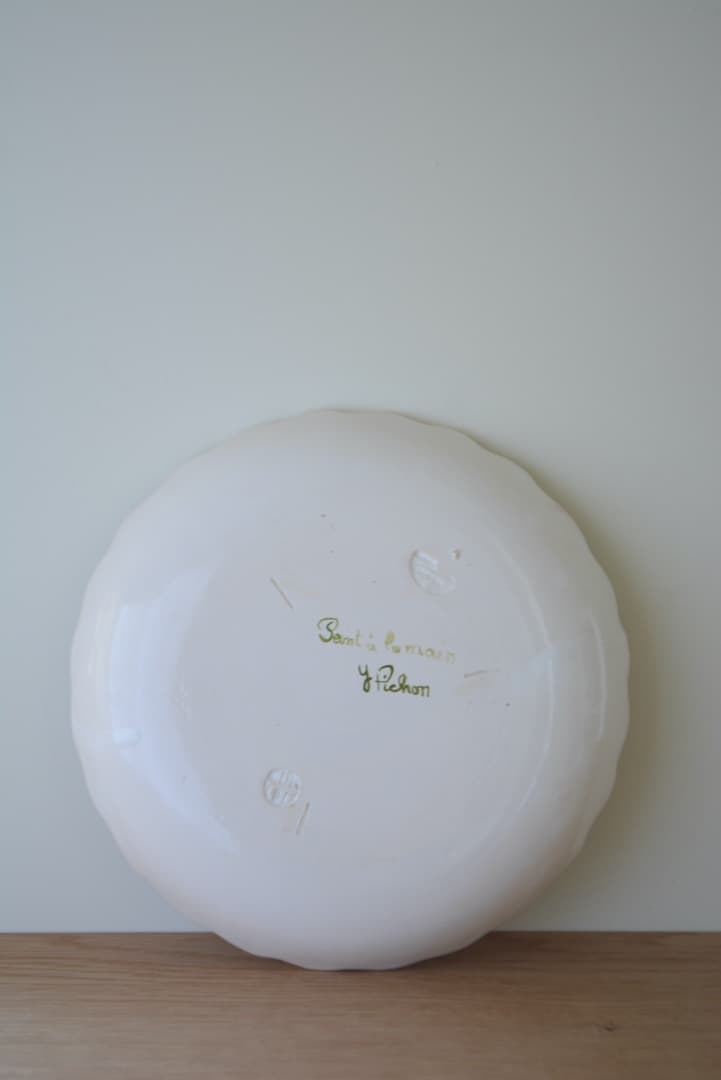 フランスアンティーク　サンタマン    ファイアンス白錫釉    プレート