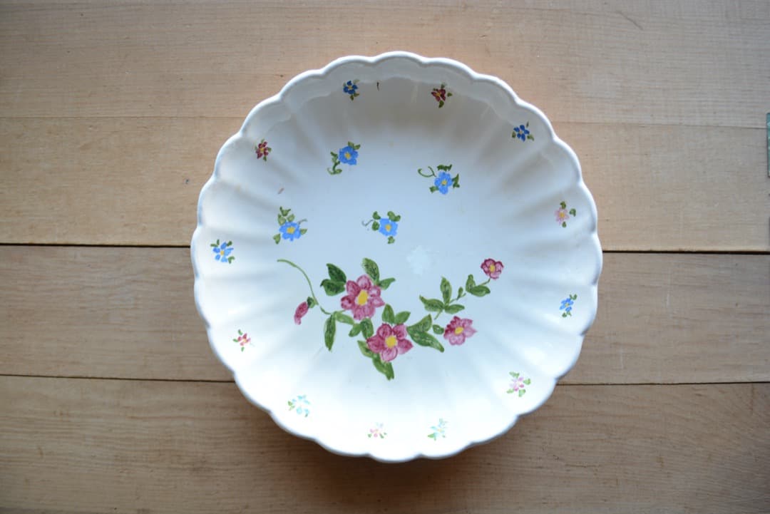 フランスアンティーク　サンタマン    ファイアンス白錫釉    プレート