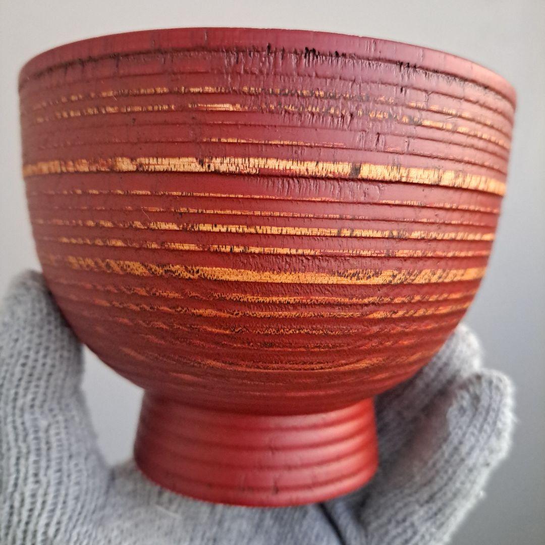 山中漆器 大椀×3客】天然木製 内外