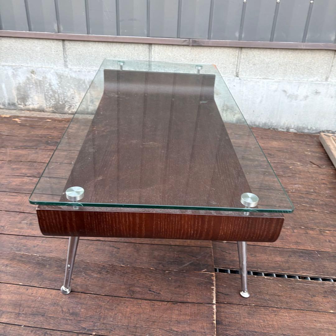 北欧レトロ ガラストップ ローテーブル ガラステーブル センターテーブル 曲げ木