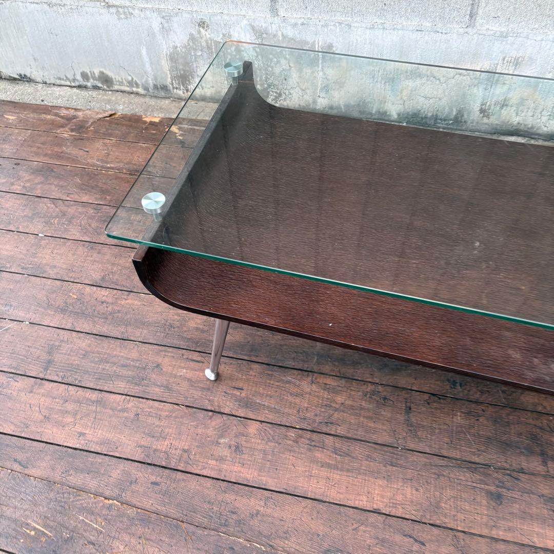 北欧レトロ ガラストップ ローテーブル ガラステーブル センターテーブル 曲げ木
