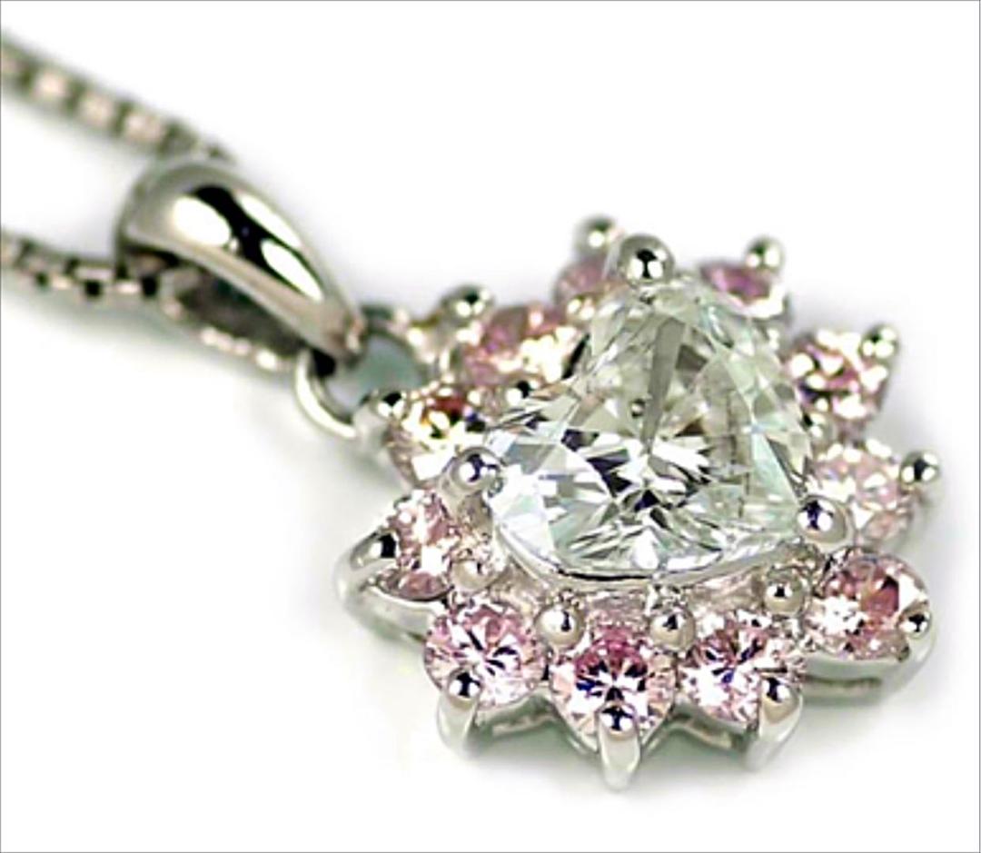 pt0.37ctハートシェイプ うち0.25ctピンクダイヤネックレス