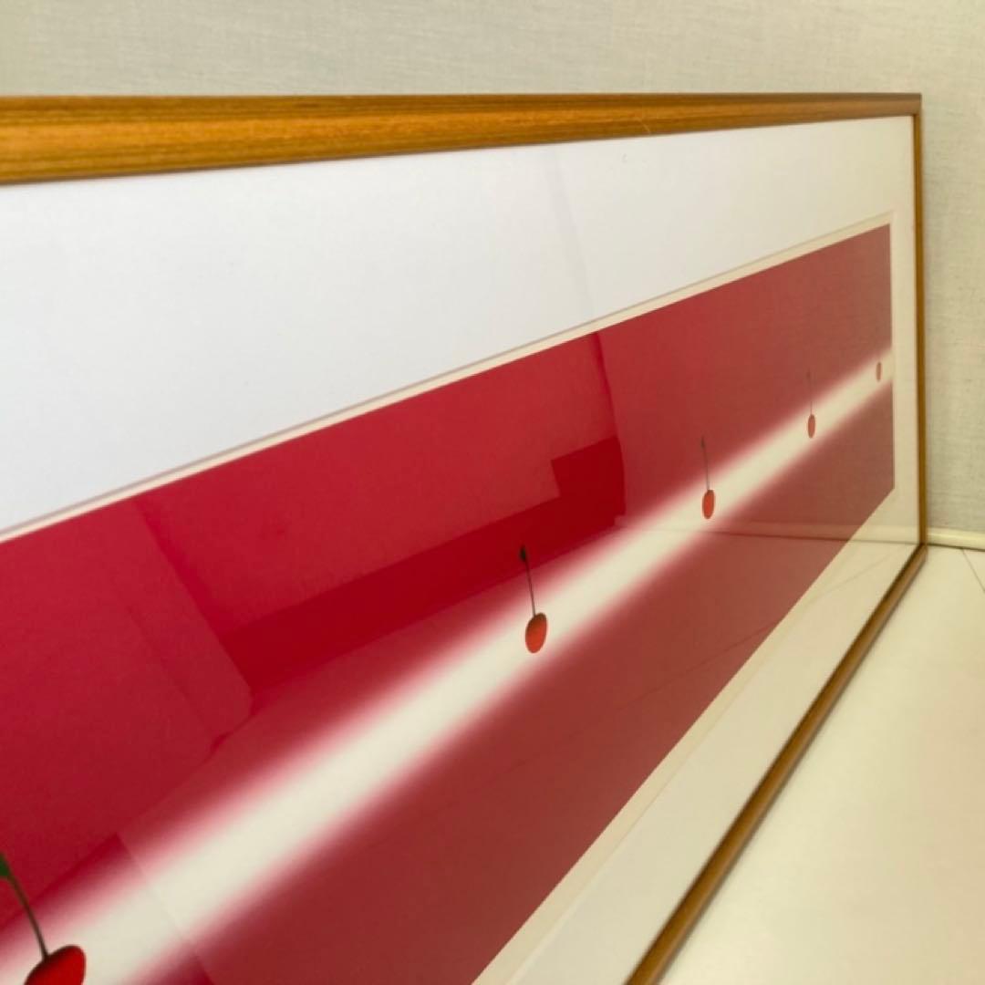 中村憲之 さくらんぼ シルクスクリーン 大型 横長 赤色 ポップ モダン レトロ