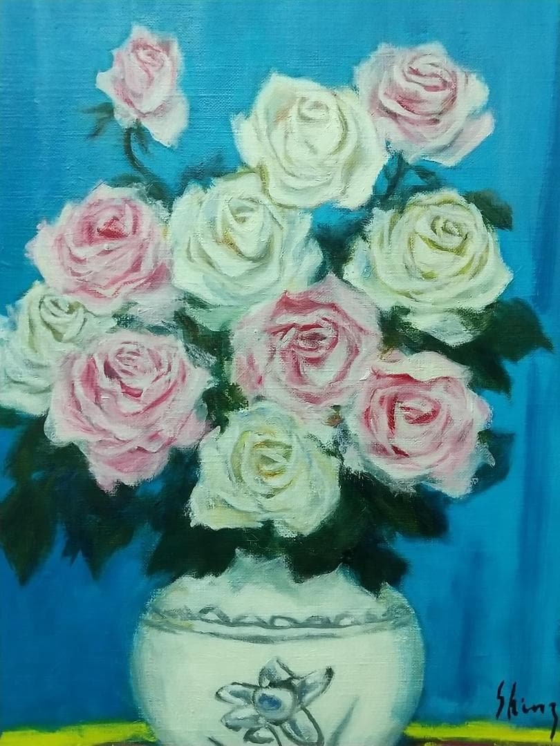 絵画「薔薇」 F8 油絵 油彩画 静物画 アート