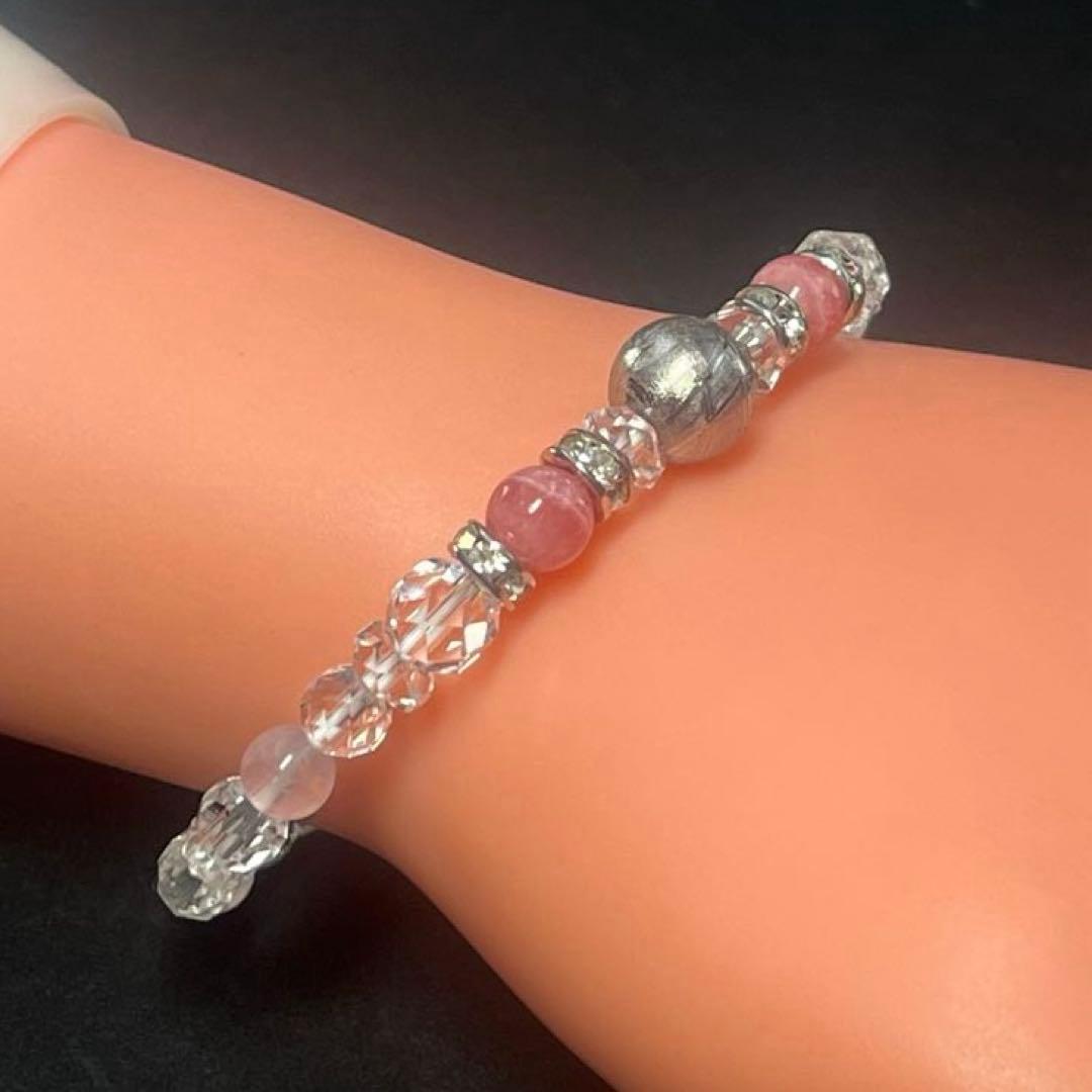 BRY0966⭐️ギベオン隕石・インカローズ・水晶ブレスレット⭐️高品質　希少　美品