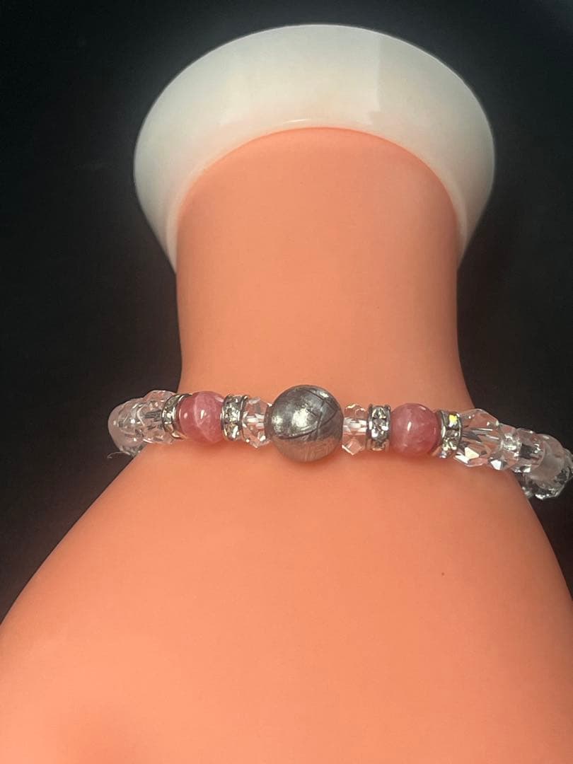 BRY0966⭐️ギベオン隕石・インカローズ・水晶ブレスレット⭐️高品質　希少　美品