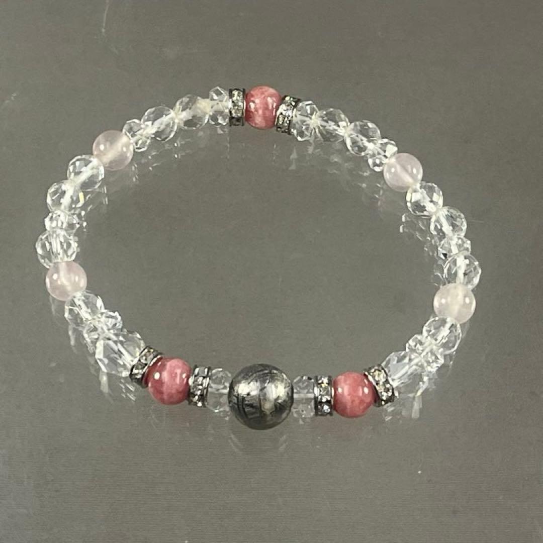 BRY0966⭐️ギベオン隕石・インカローズ・水晶ブレスレット⭐️高品質　希少　美品