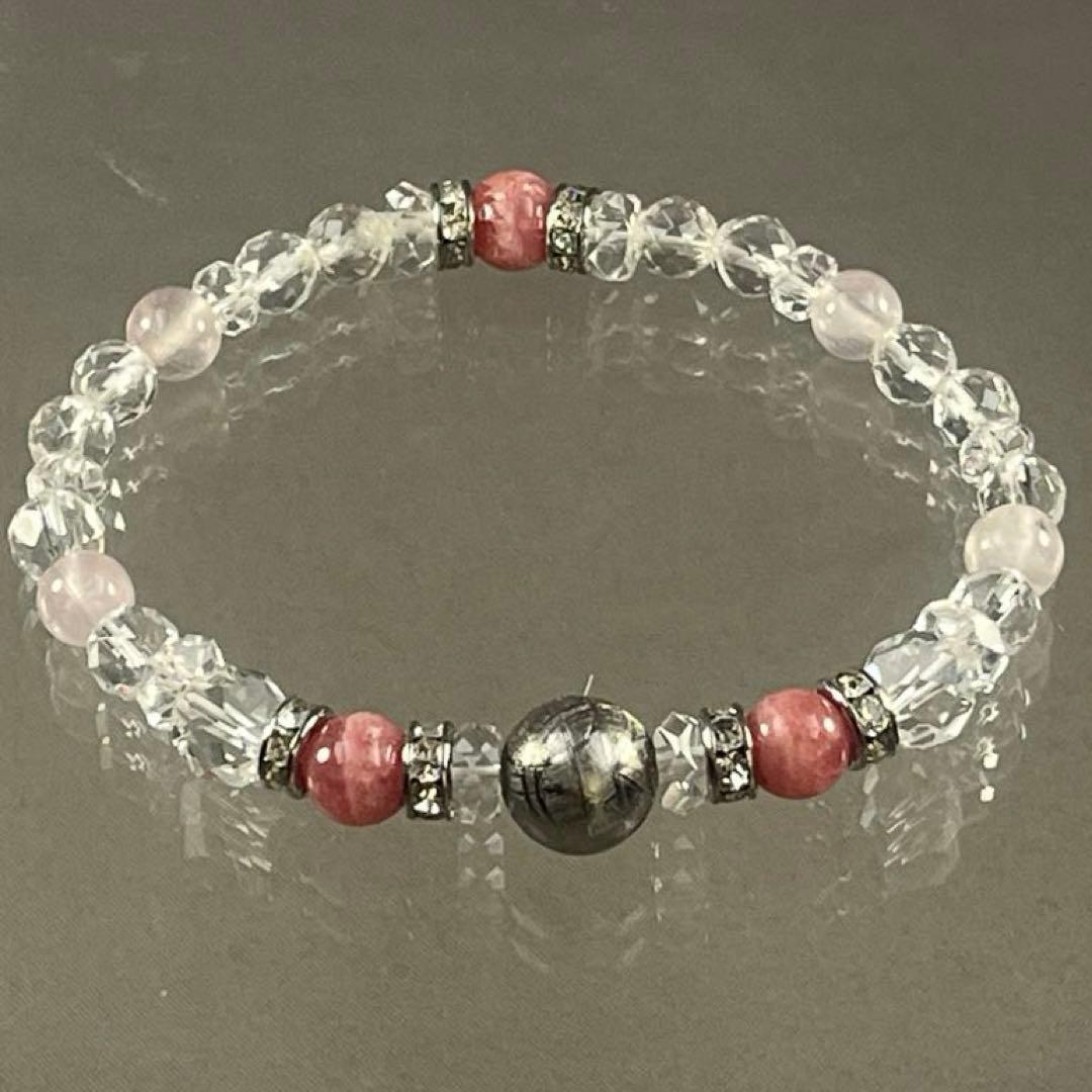 BRY0966⭐️ギベオン隕石・インカローズ・水晶ブレスレット⭐️高品質　希少　美品