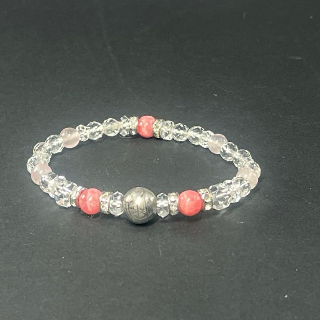 BRY0966⭐️ギベオン隕石・インカローズ・水晶ブレスレット⭐️高品質　希少　美品