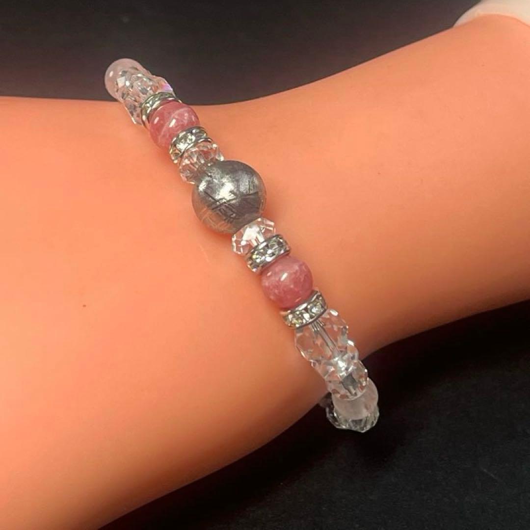 BRY0966⭐️ギベオン隕石・インカローズ・水晶ブレスレット⭐️高品質　希少　美品