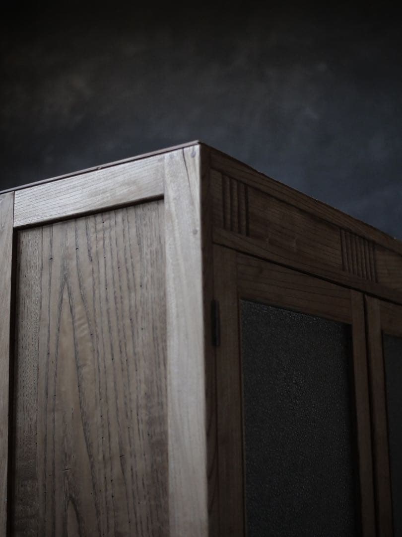 収納棚　ダイヤガラス　食器棚　棚　古家具　古道具　アンティーク　昭和レトロ