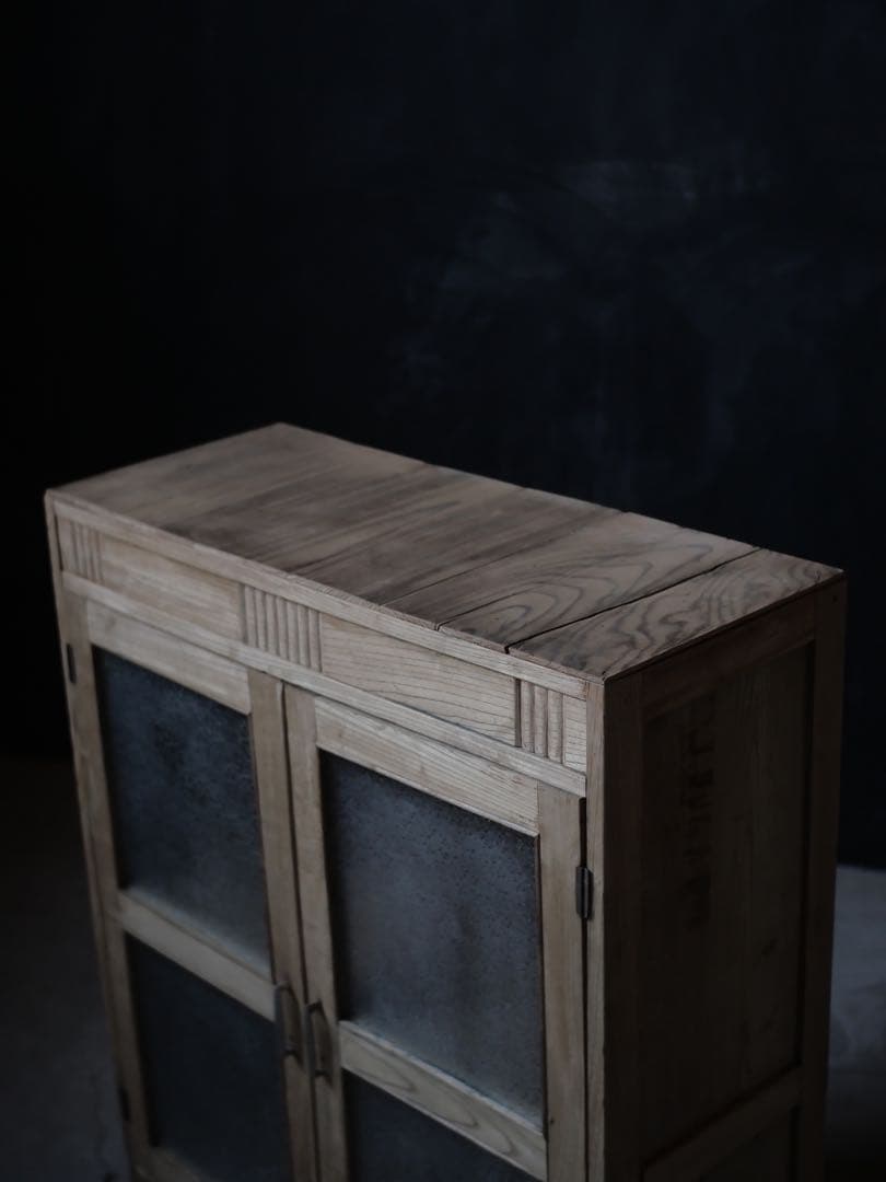 収納棚　ダイヤガラス　食器棚　棚　古家具　古道具　アンティーク　昭和レトロ