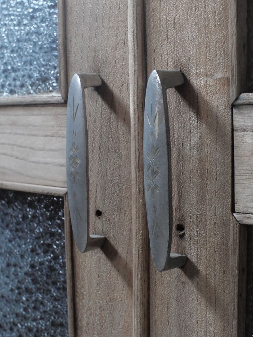 収納棚　ダイヤガラス　食器棚　棚　古家具　古道具　アンティーク　昭和レトロ