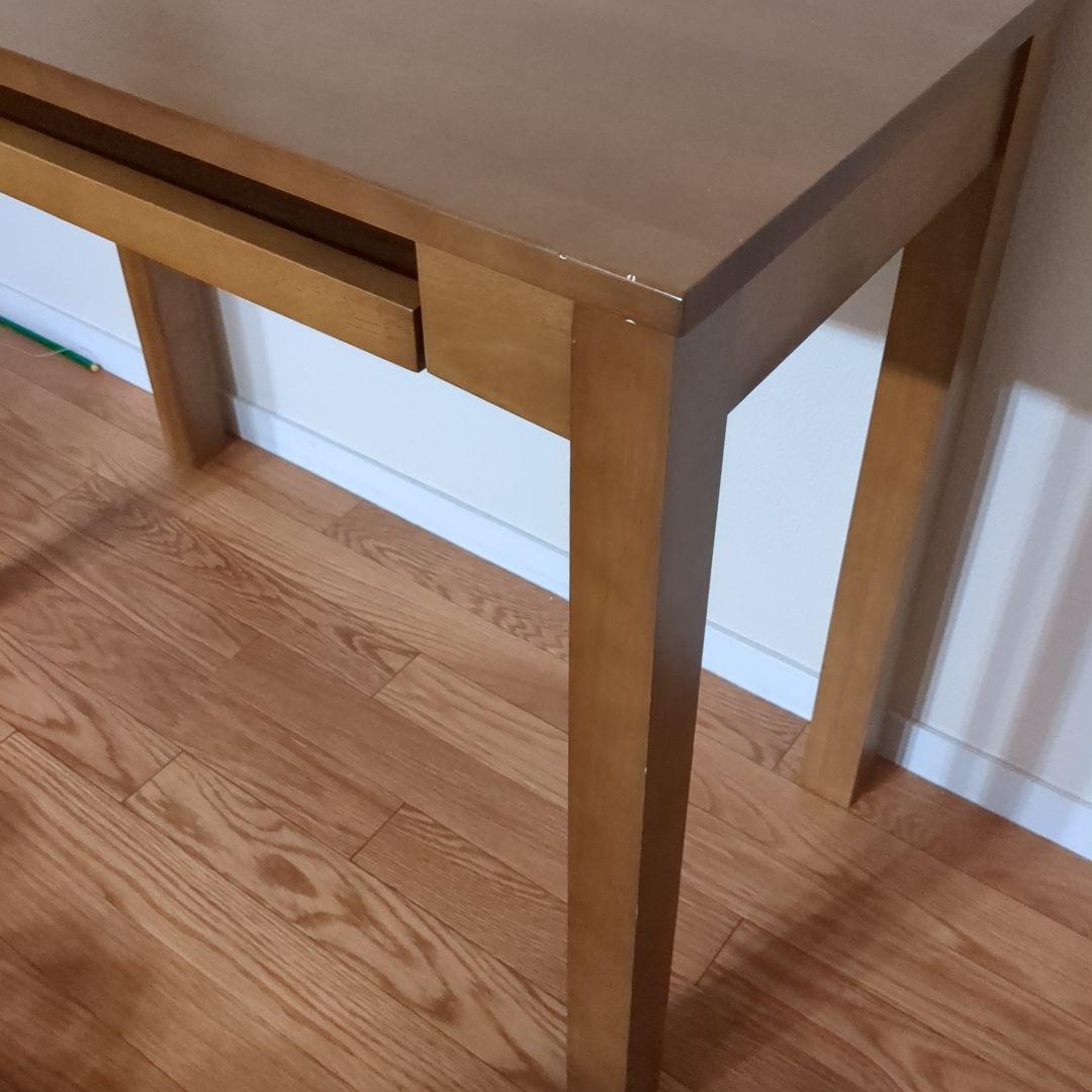 木製デスク 引き出し付き ライトブラウン