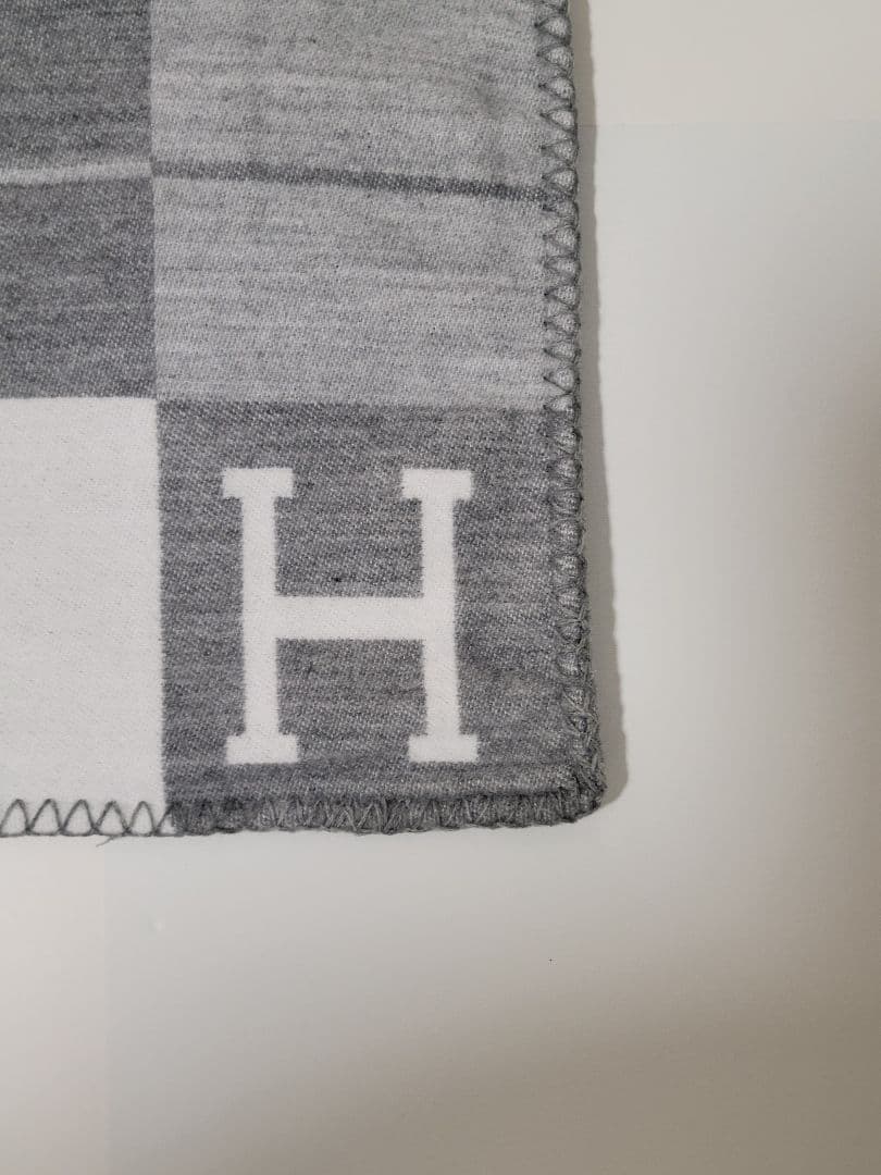 エルメス　クッションカバー　グレー　45×45　チェック