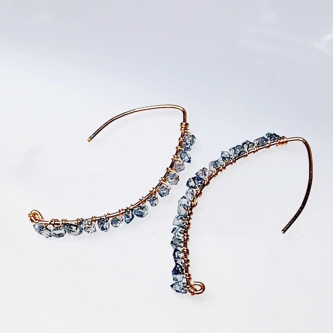 14kgf ダイヤモンドクォーツ　フックピアス