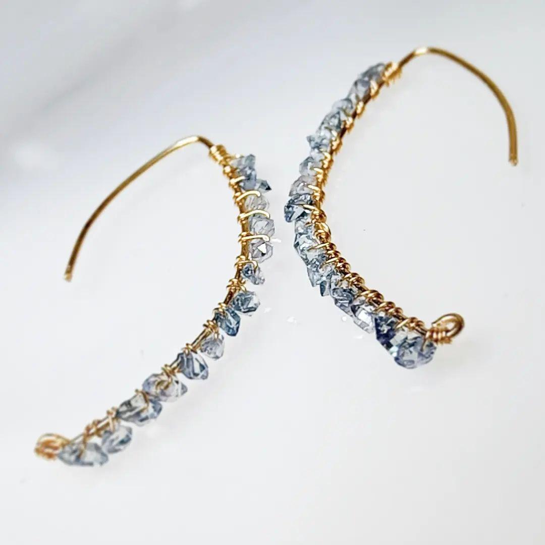 14kgf ダイヤモンドクォーツ　フックピアス