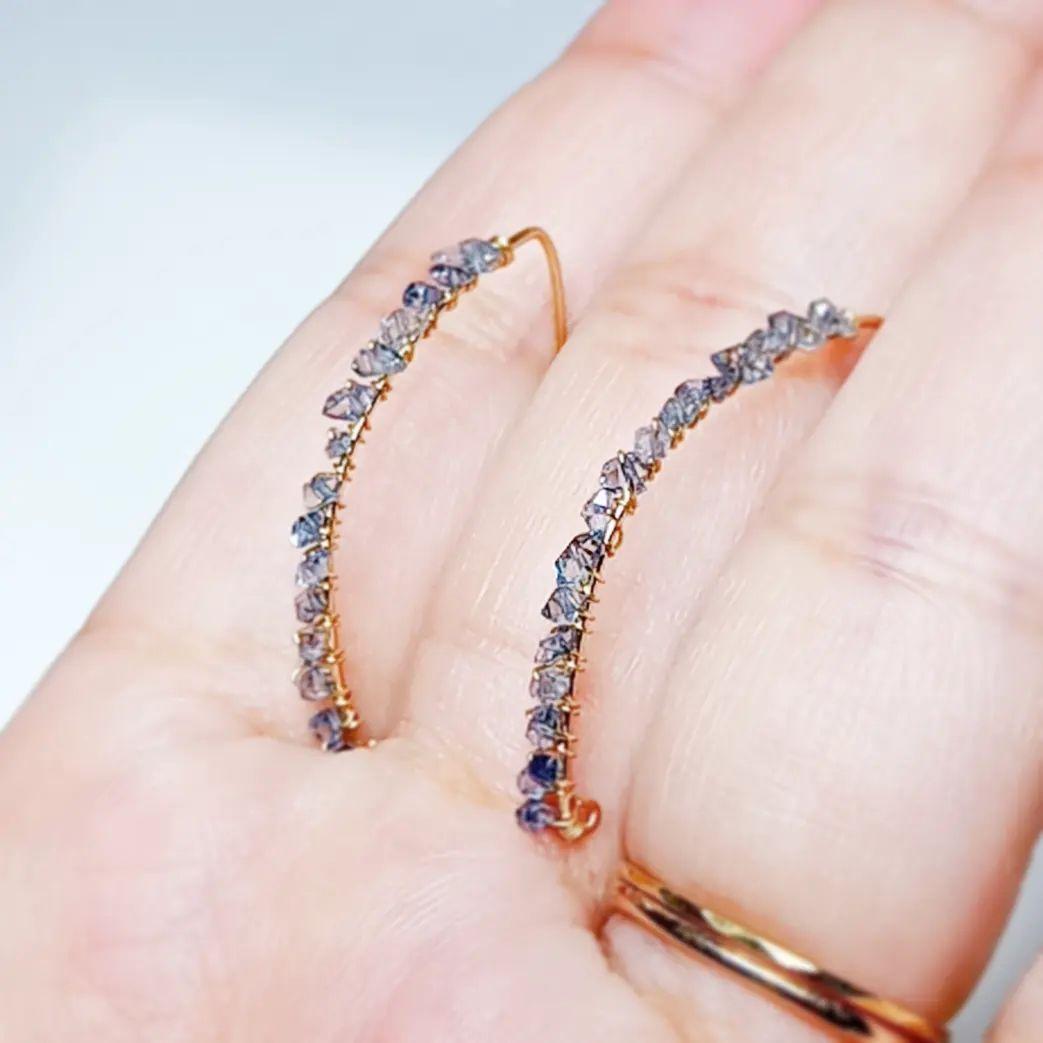 14kgf ダイヤモンドクォーツ　フックピアス