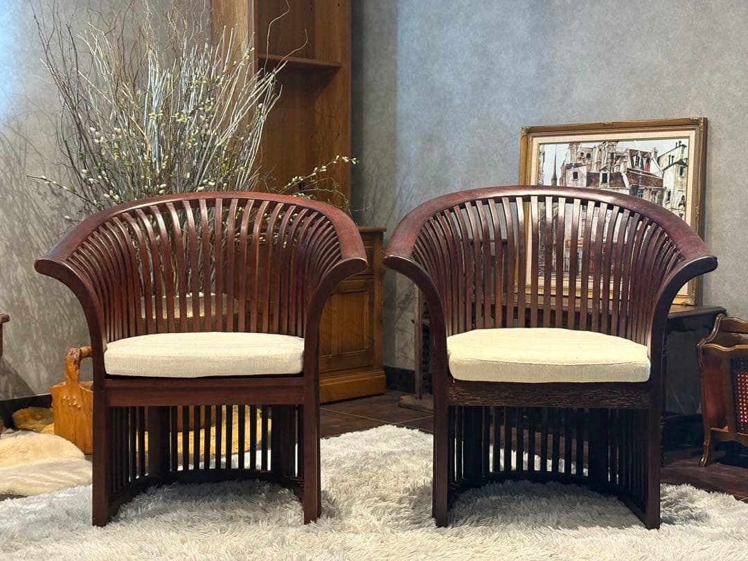 リゾート家具　アームソファ　ダイニングソファ　アンティーク　アジアン　NZ