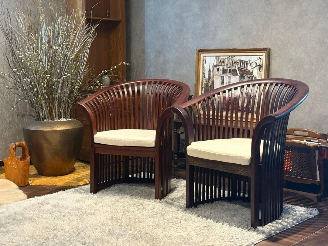 リゾート家具　アームソファ　ダイニングソファ　アンティーク　アジアン　NZ