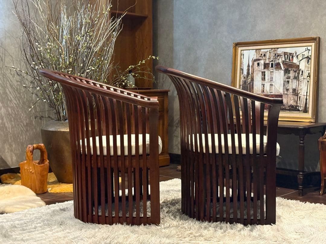 リゾート家具　アームソファ　ダイニングソファ　アンティーク　アジアン　NZ