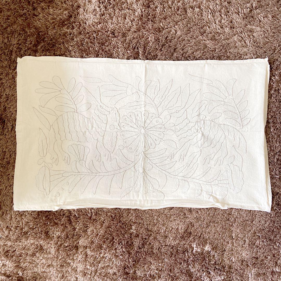 新品＊クッションカバー＊大きい＊グレー＊動物＊植物＊花＊オトミ刺繍＊メキシコ雑貨