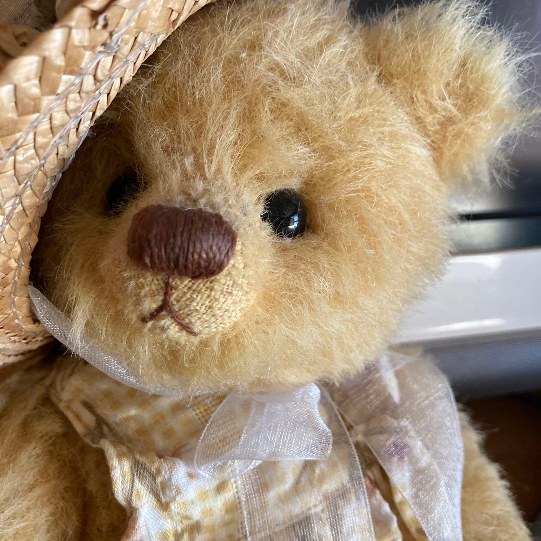 ハンドメイド テディベア作家 花柄ドレス　テディベア　和田みゆき