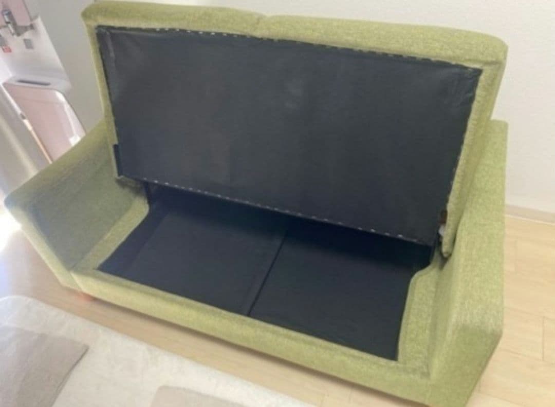 【直接配送込】収納付き ソファベッド コンパクト 幅125cm グリーン