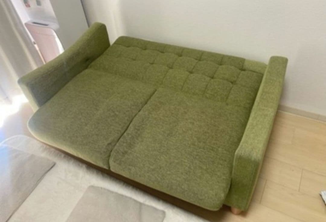 【直接配送込】収納付き ソファベッド コンパクト 幅125cm グリーン