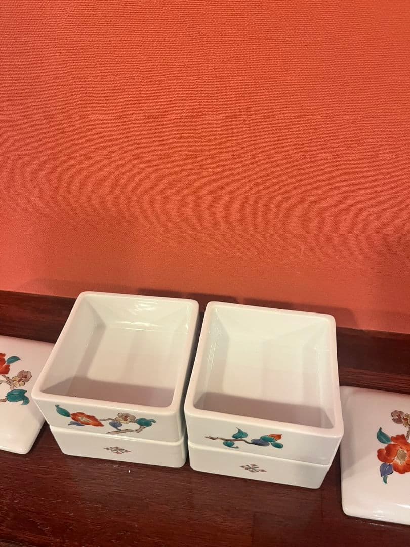 有田焼椿 陶器 ミニ重箱 ２段8セット