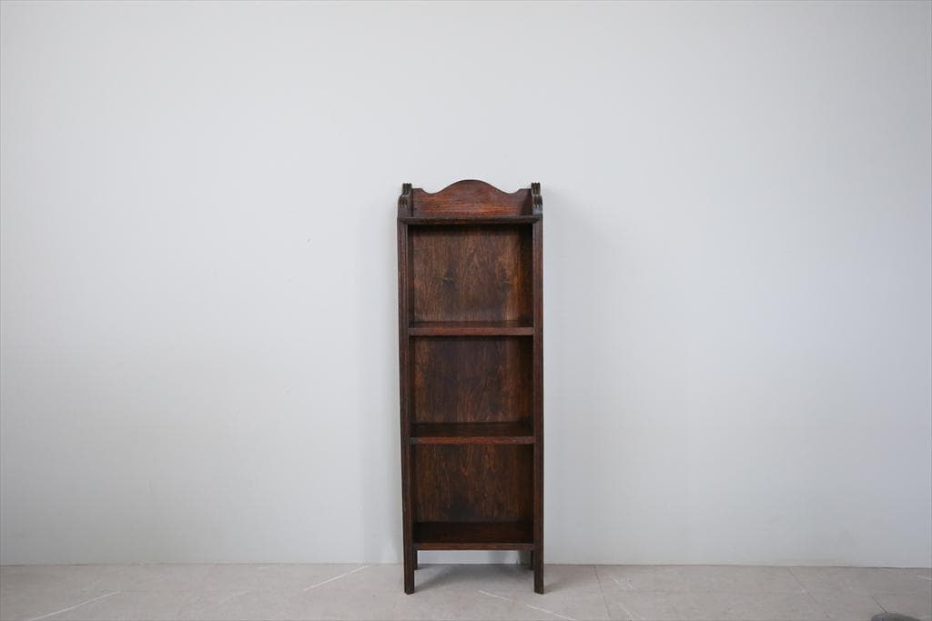 英国アンティーク木製ブックシェルフ/本棚/飾り棚/ラック/花台(91-62)