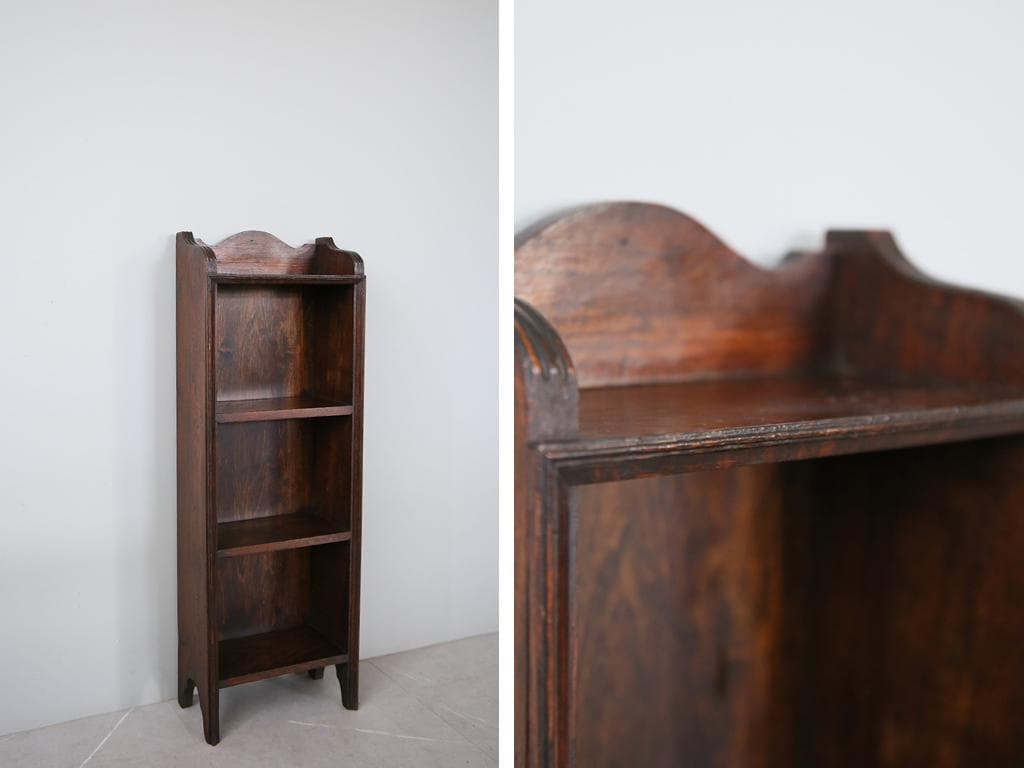 英国アンティーク木製ブックシェルフ/本棚/飾り棚/ラック/花台(91-62)